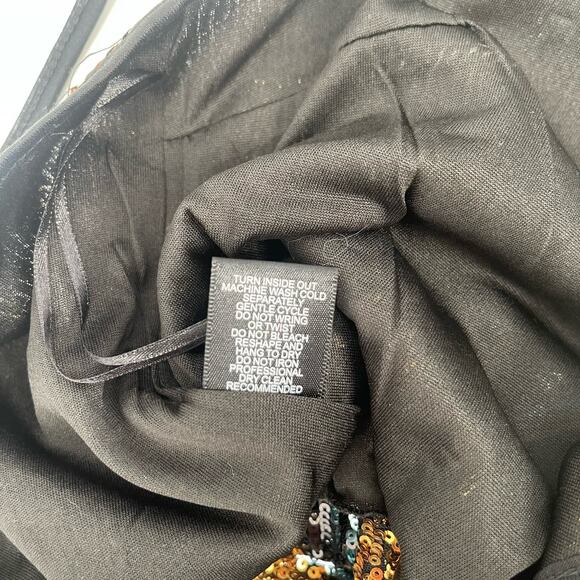 SAY WHAT? Sequin Tank Size Medium Stripe Button Back Tie Straps Open Back Party - Picture 13 of 14